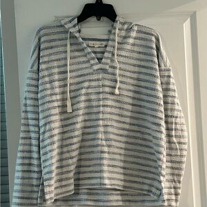 Loft Lou and Grey Striped Blue and White hooded shirt